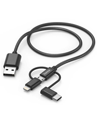 HAMA CABO MULTI 3 EM 1 USB-A - MICRO-USB, USB-C E LIGHT 1.5M - 00201536