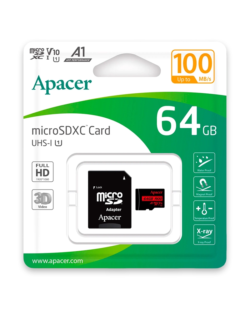 APACER CARTAO MEMORIA 64GB XC UHS 1 C/ADAPTADOR - AP64GMCSX10UBR