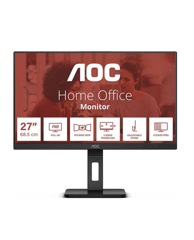 AOC MONITOR IPS 27" FHD 16:9 VGA HDMI DP COLUNAS HAS PIVOT - 27E3QAF