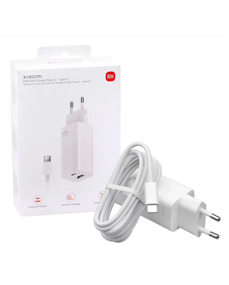 XIAOMI CARREGADOR 65W HYPERCHARGE GANL TYPEA+TYPEC - AD652GEU