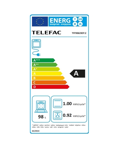 TELEFAC FOGAO 5G 1WOK  925X900X610 FORNO 98LT ELET. INOX A - TFF9062XEP2
