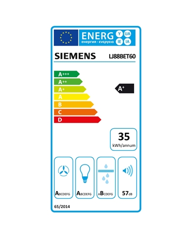 SIEMENS CHAMINE 80CM 427/851m3/h VIDRO PRETO A+ - LJ88BET60