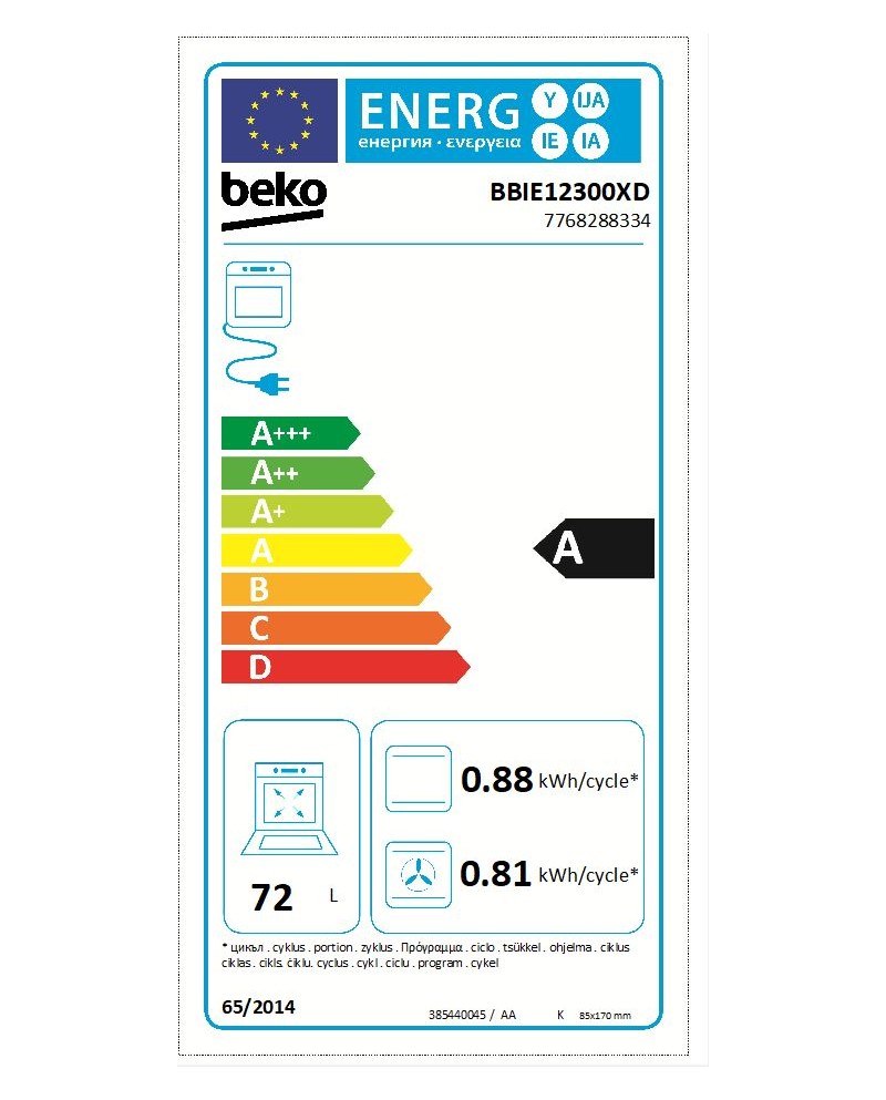 BEKO FORNO MULTIF 6PROG 72LT INOX A