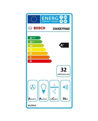 BOSCH CHAMINE PAREDE 80CM VIDRO PRETO A+ - DWK87FN60
