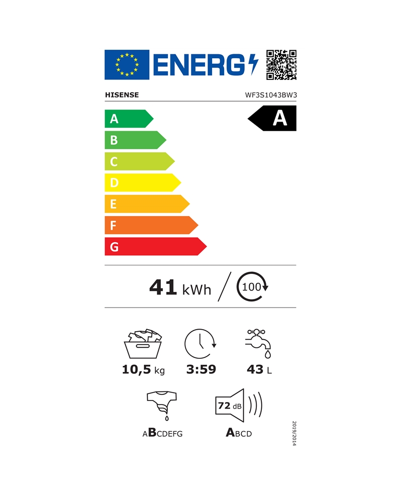 HISENSE MAQUINA ROUPA 10,5KG 1400RT INVERTER WIFI A #3 - WF3S1043BW3