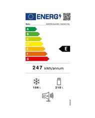 BEKO COMBINADO 1865x595x663MT NF 316LT LOOK INOX E - B1RCNE364XB