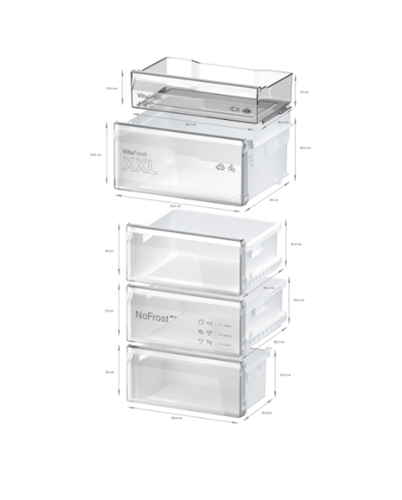 BOSCH COMBINADO 1860X600X660MT NF 321LT INOX C #7 - KGN362ICF