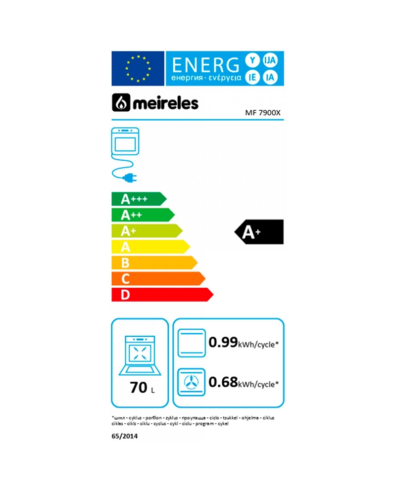 MEIRELES FORNO VENTILADO 9 FUNÇOES 70LT INOX A+ - MF7900X