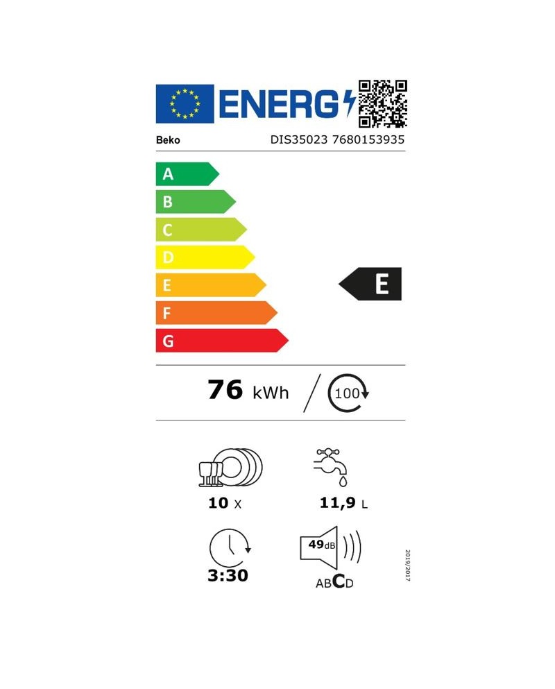 BEKO MAQUINA LOUÇA INTEG TOTAL 45CM 4PROG 10TALH (E)