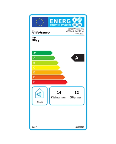 VULCANO ESQUENTADOR 14LT EXAUSTAO VENTIL GAS NAT A - WTD144KME23