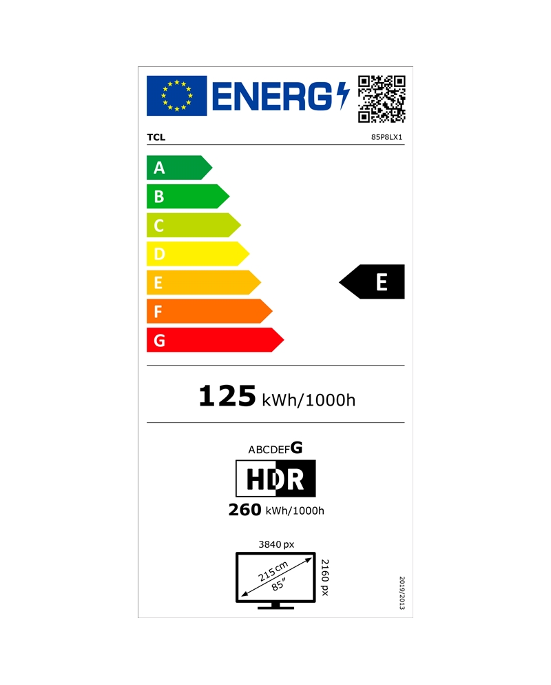 TCL QLED 85" 4K UHD GOOGLE TV 4HDMI 1USB E #1 - 85P8L