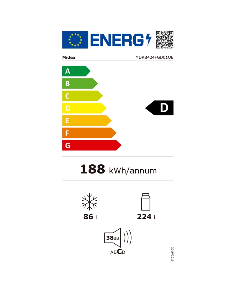 MIDEA COMBINADO 1,88x0,595x0,635MT 310LT NF BRANCO D #1 - MDRB424FGD01OE