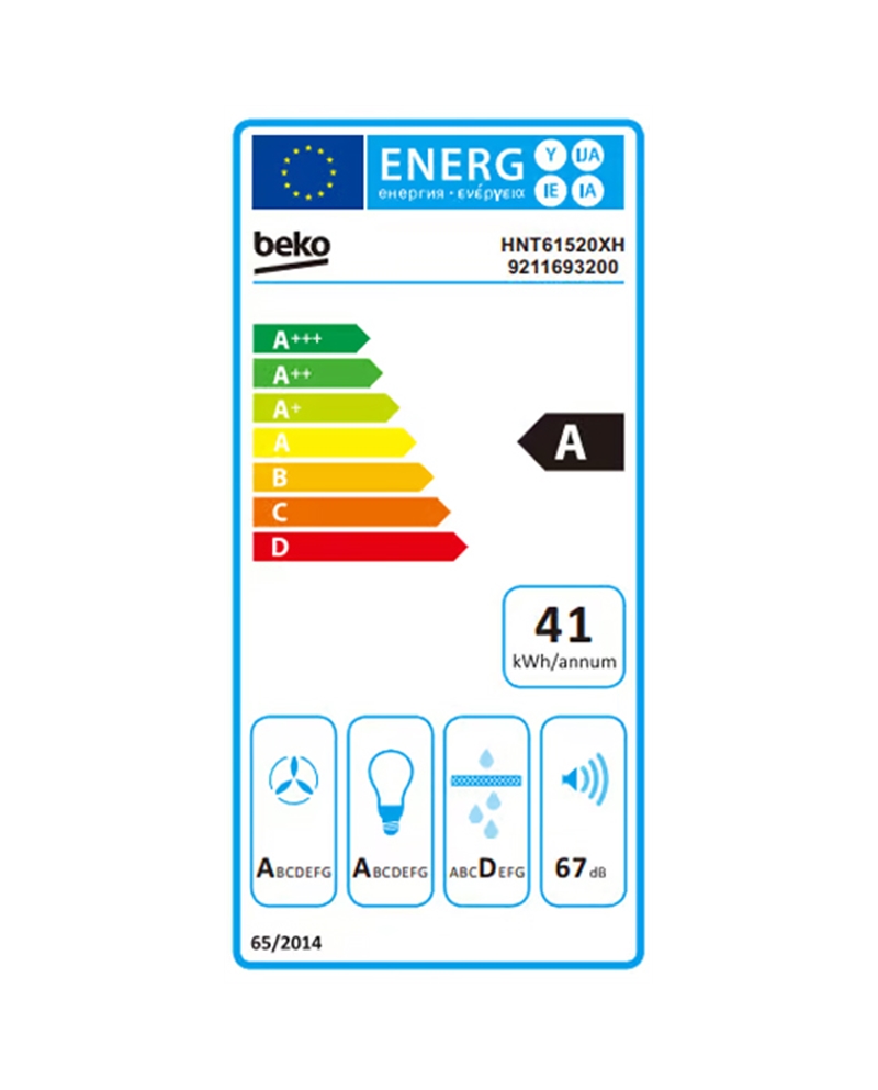 BEKO EXAUSTOR TELESCOPICO 60CM 3VELOC 574M3/H INOX A #1 - HNT61520XH