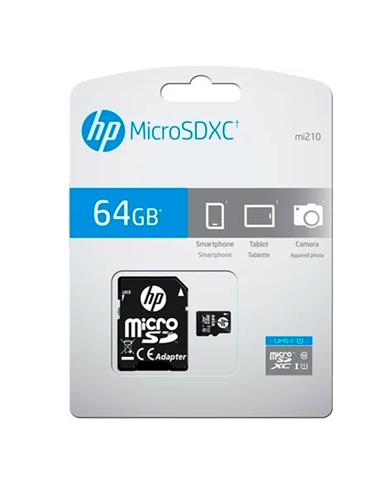 HP CARTAO MEMORIA 64GB MICRO SDXC MI210 C/ADAPTADOR - SDU64GBXC10HPEF