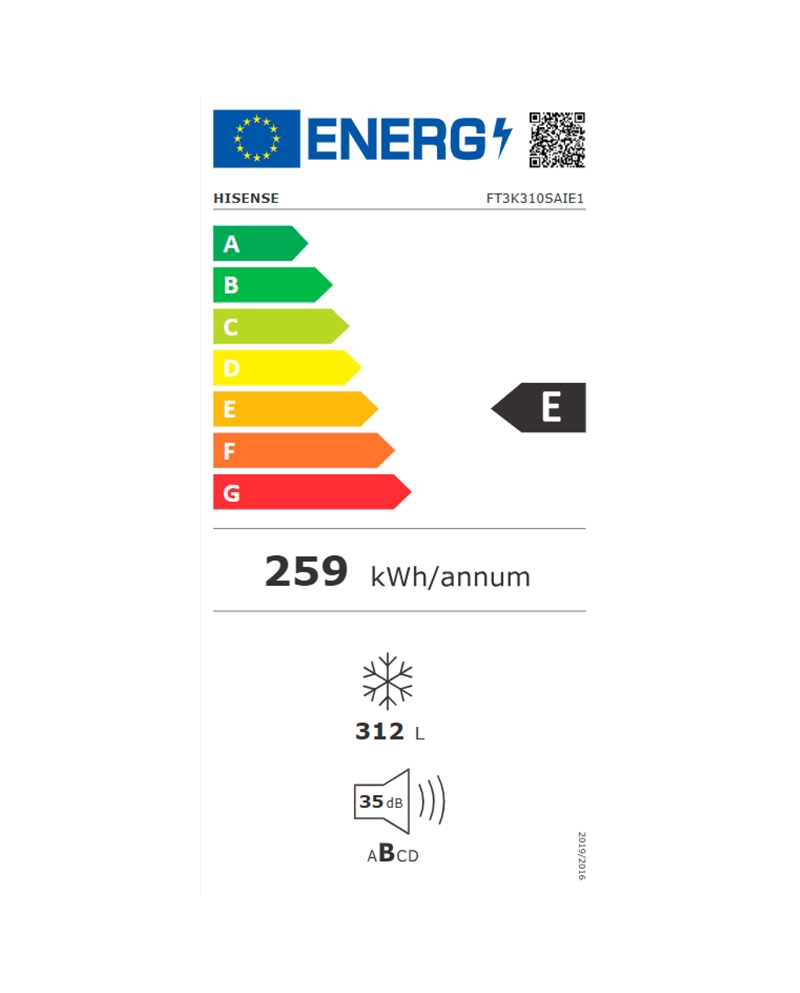 HISENSE ARCA VERTICAL 1855X595X651 NF 260LT LOOK INOX E #1 - FT3K310SAIE1