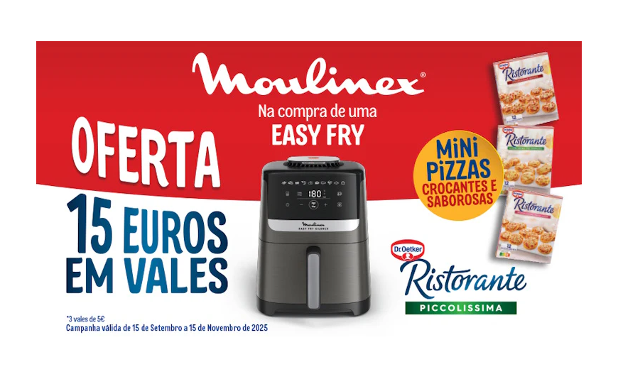 Na compra de uma EASY FRY Moulinex oferta 15€ em vales Na compra de uma EASY FRY Moulinex oferta 15€ em vales